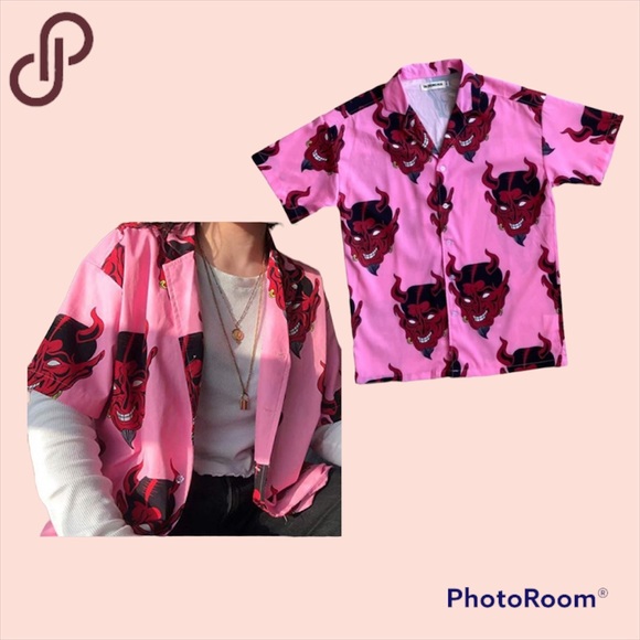 Pink devil button down shirt - Picture 1 of 5
